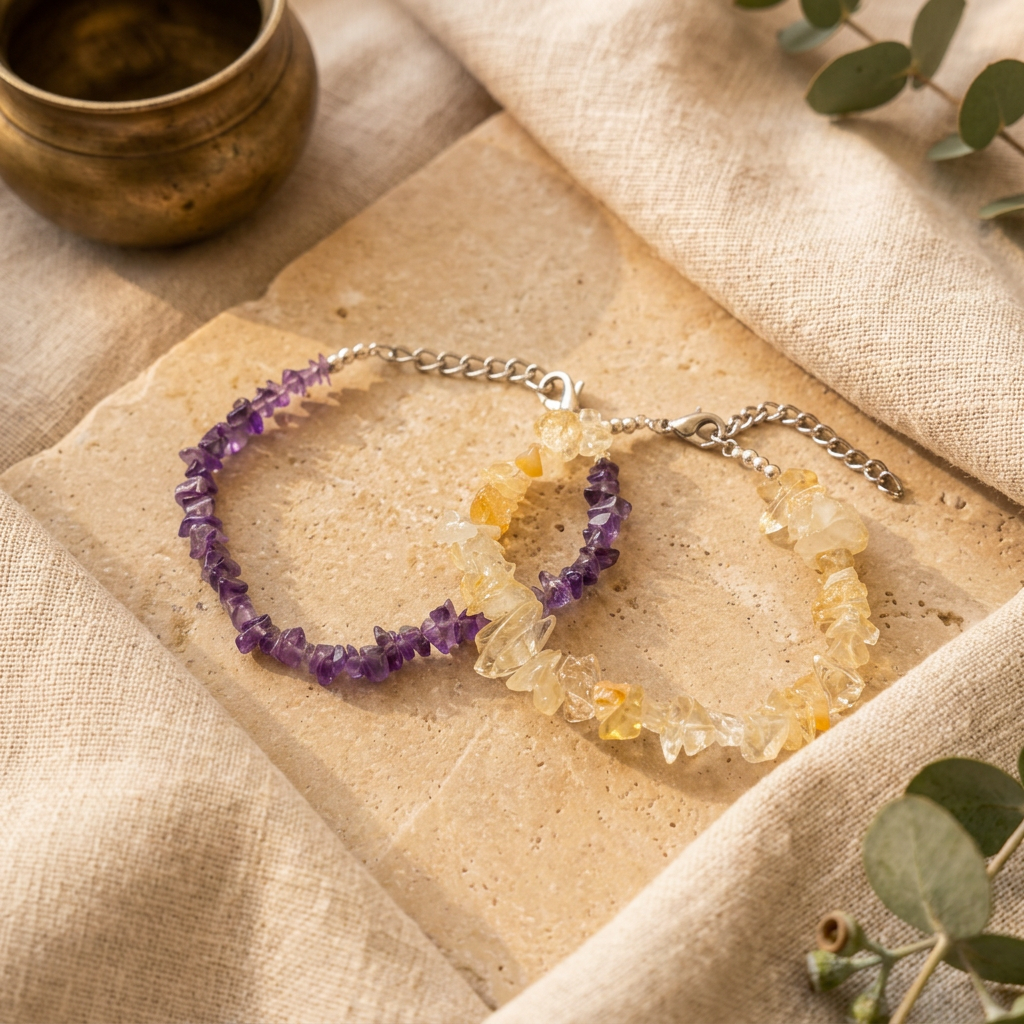 Earth & Aura Crystal Chip Bracelets