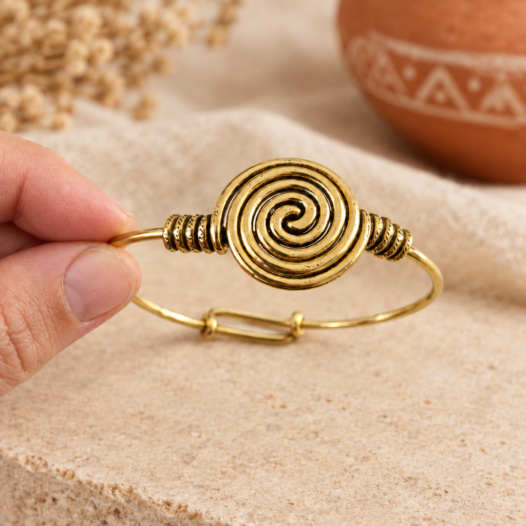 Golden Brass Spiral Bangle