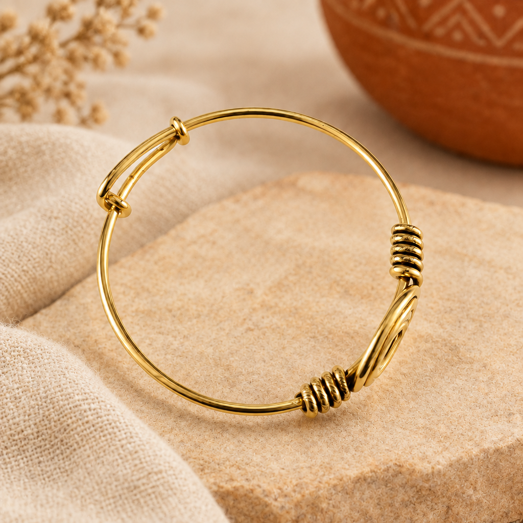 Golden Brass Spiral Bangle