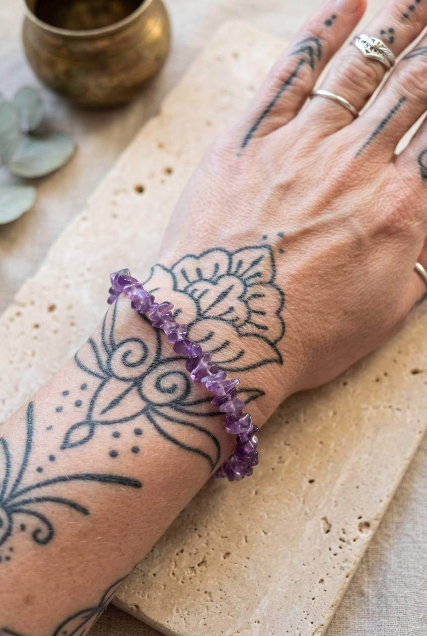Amethyst Crystal Chip Bracelet