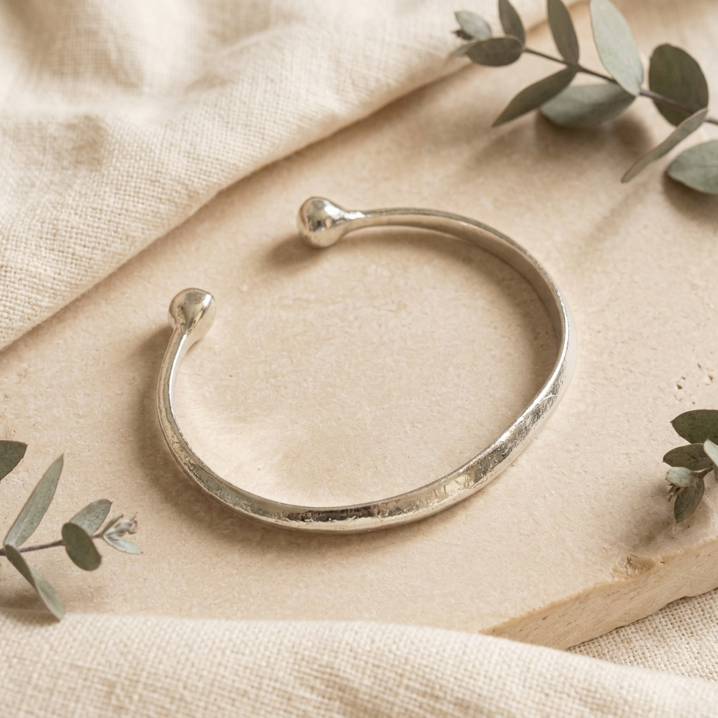 Silver-Plated Brass Simple Adjustable Boho Bangle