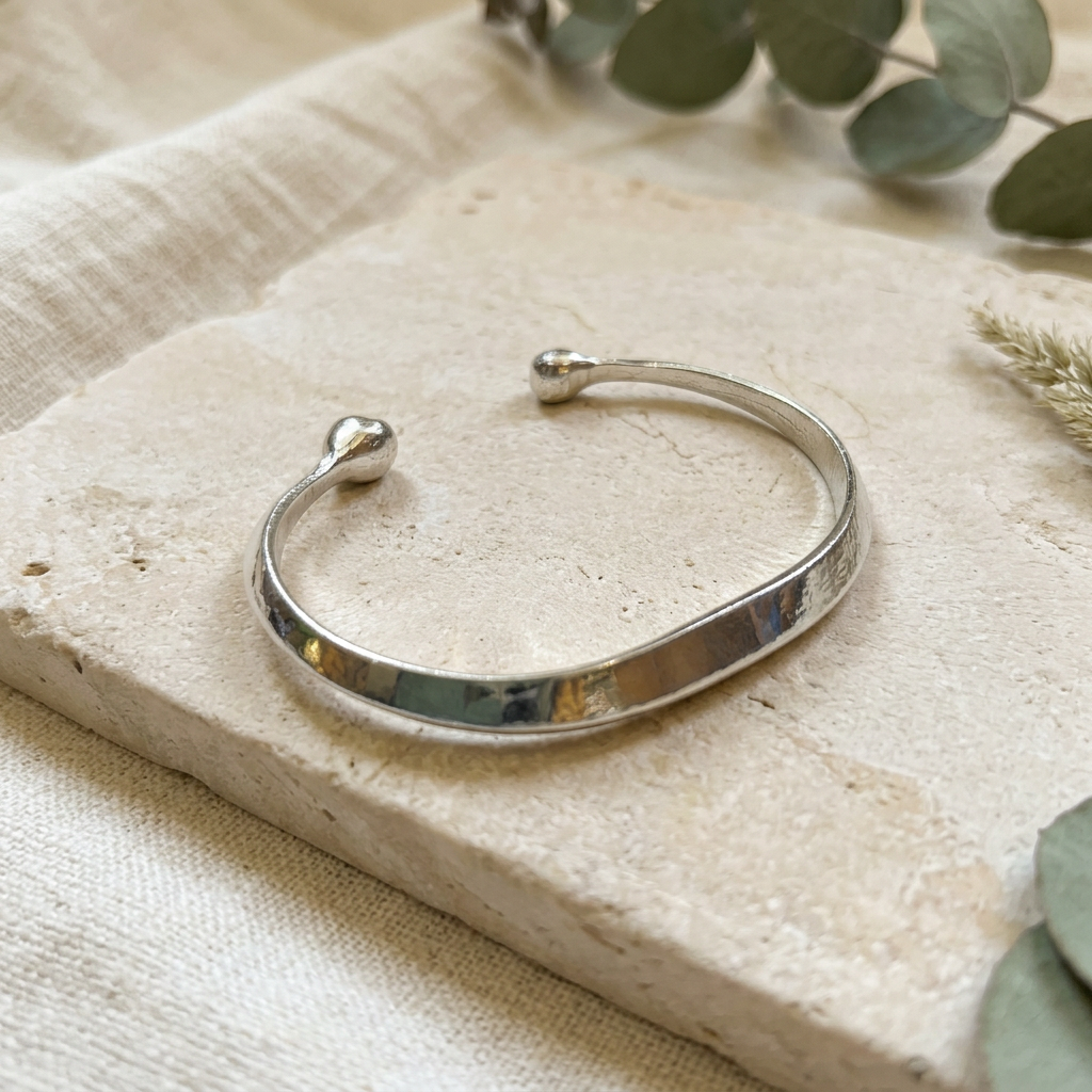 Silver-Plated Brass Simple Adjustable Boho Bangle