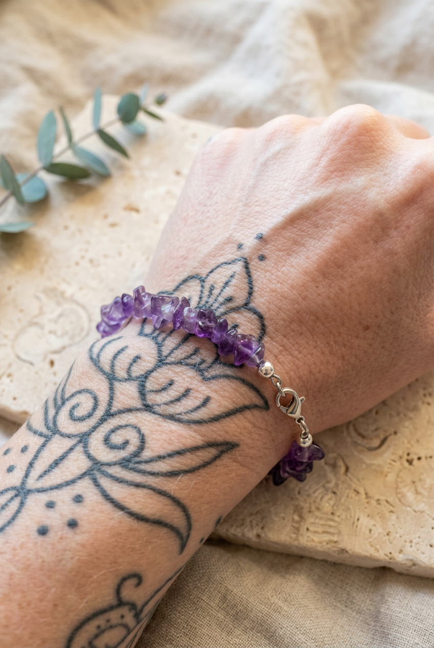 Amethyst Crystal Chip Bracelet