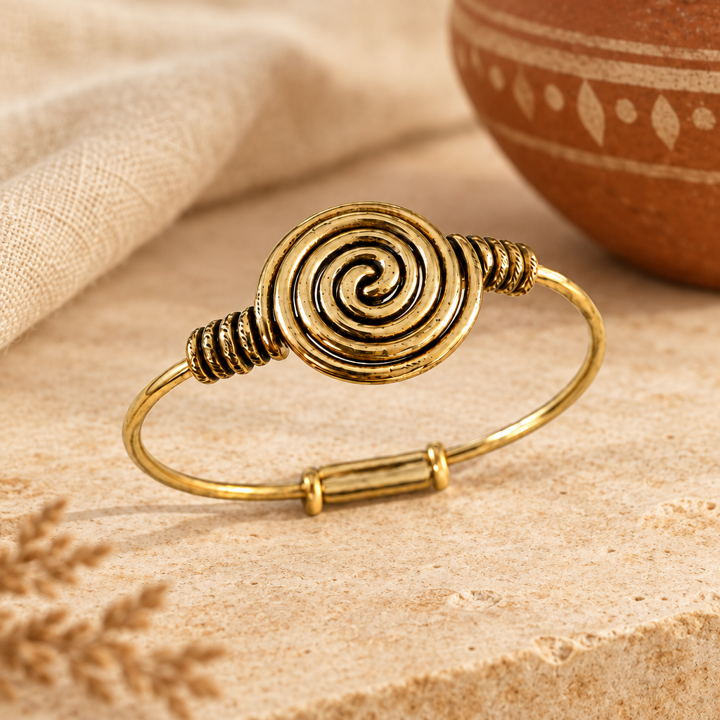 Golden Brass Spiral Bangle