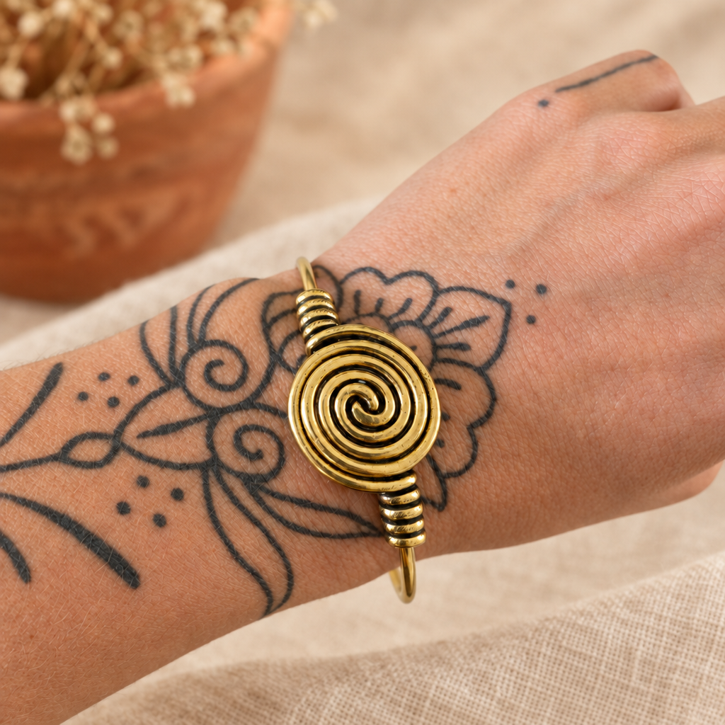 Golden Brass Spiral Bangle