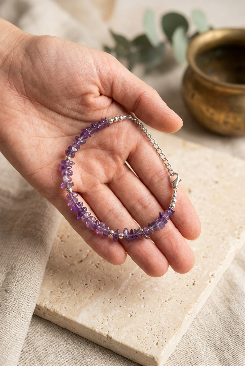 Amethyst Crystal Chip Bracelet