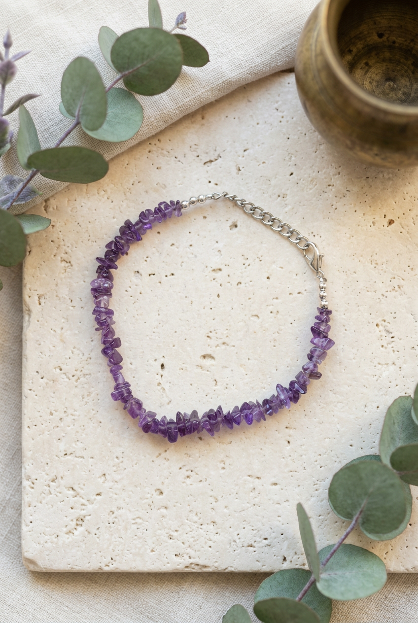 Amethyst Crystal Chip Bracelet