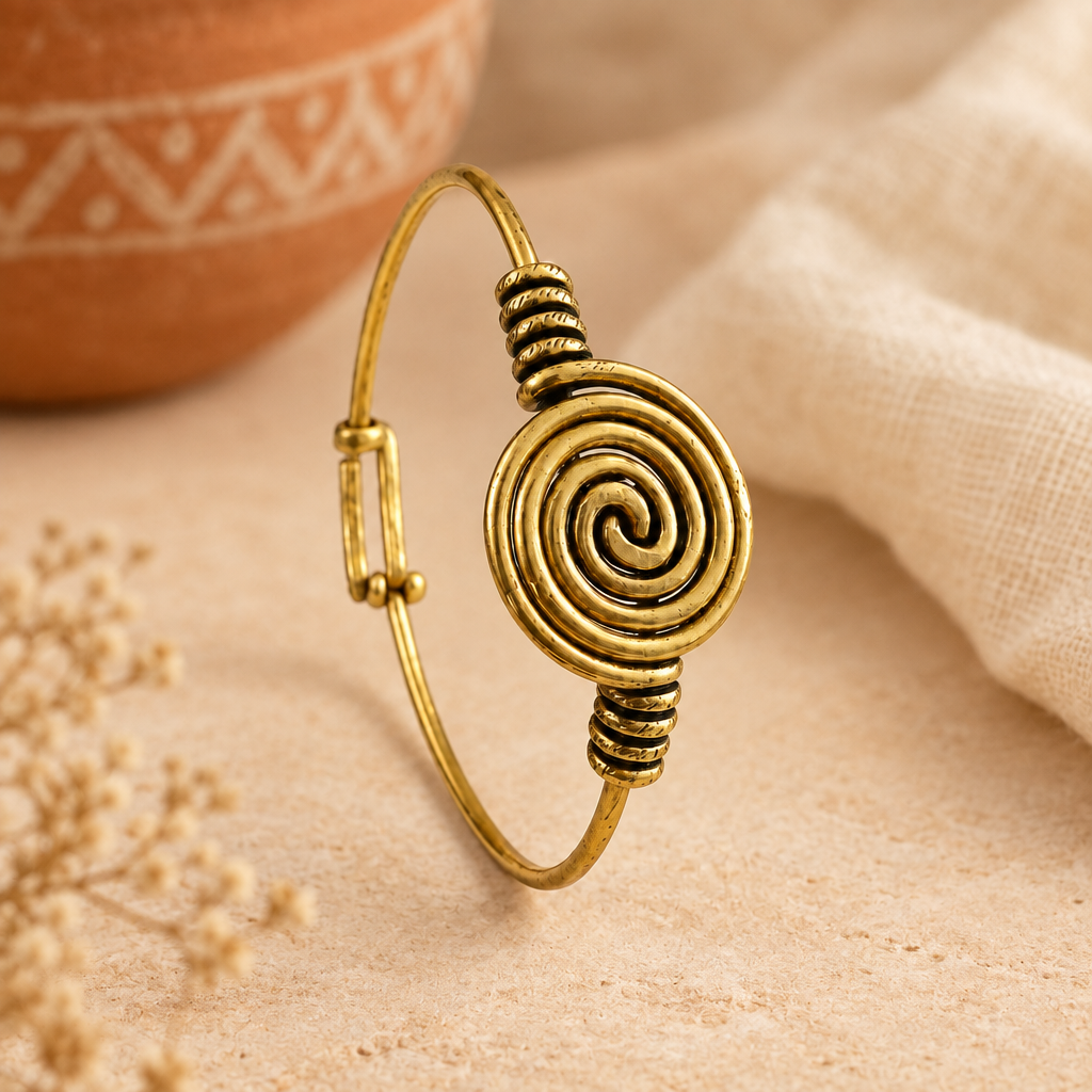 Golden Brass Spiral Bangle