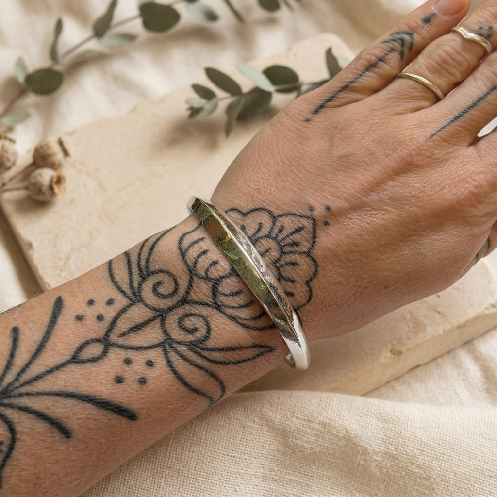 Silver-Plated Brass Simple Adjustable Boho Bangle