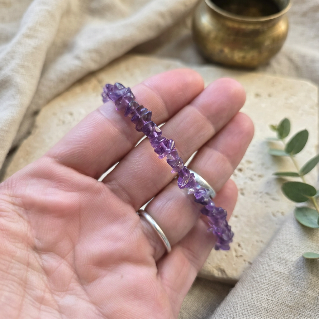 Amethyst Crystal Chip Bracelet