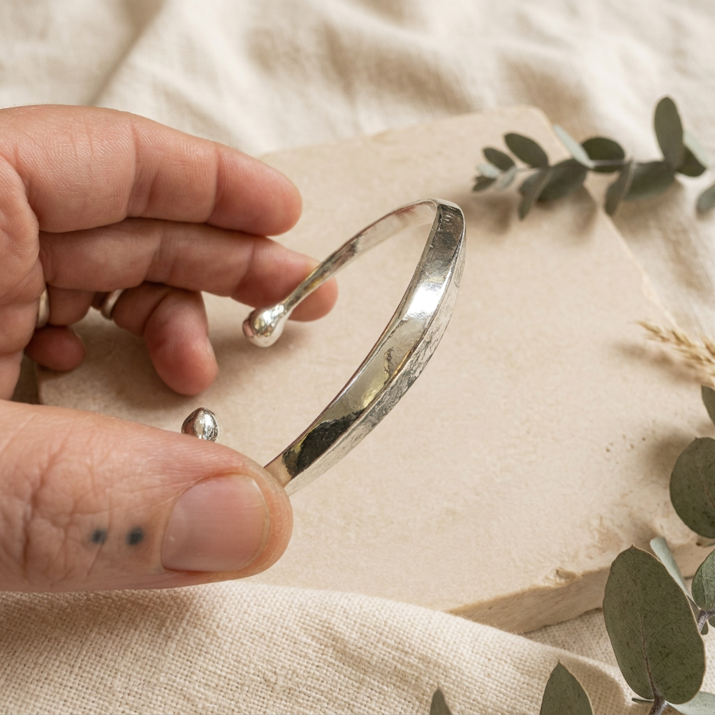 Silver-Plated Brass Simple Adjustable Boho Bangle