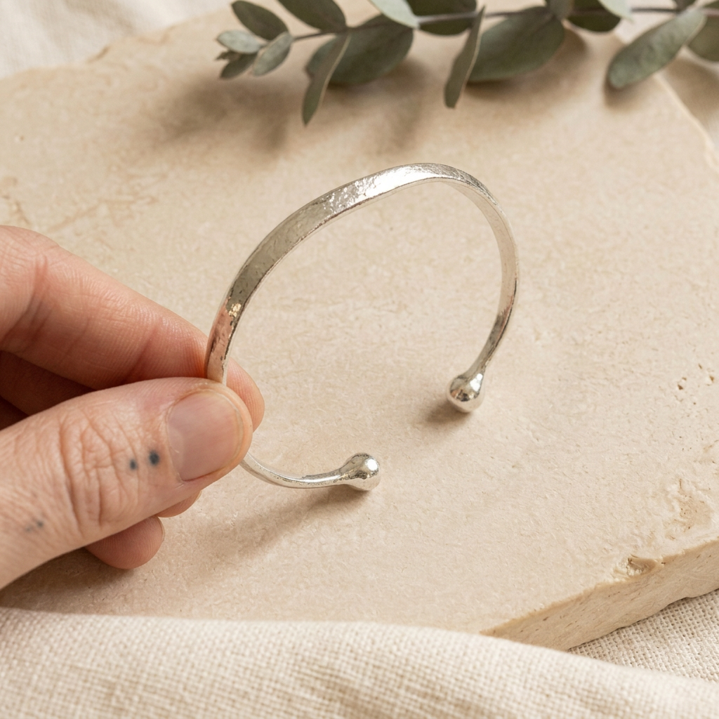 Silver-Plated Brass Simple Adjustable Boho Bangle